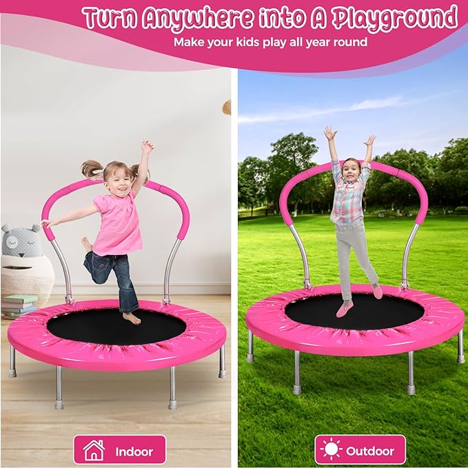 Mini Trampoline for Kids, Indoor Toddler Trampoline with Handle, Child Small Rebounder Trampoline for Indoor and Outdoor Use