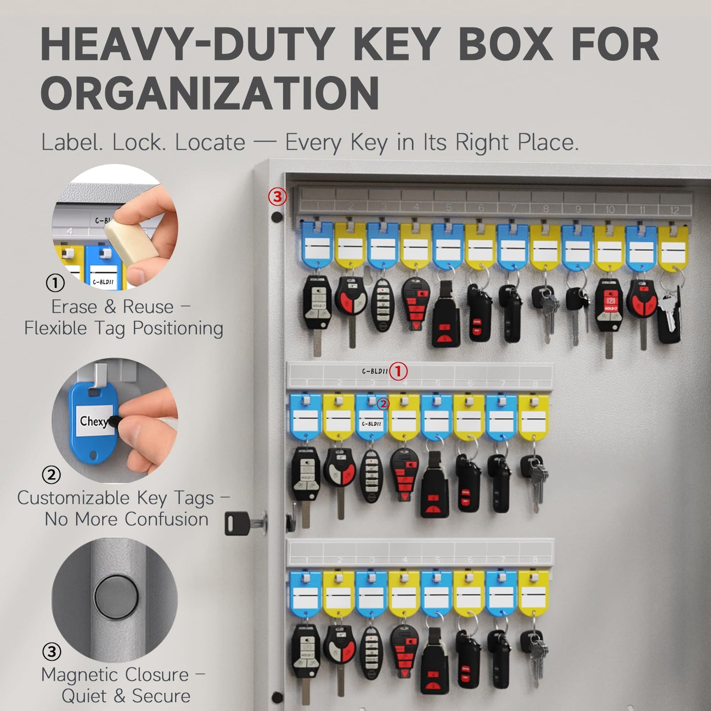 DiDiHere 104 Keys Lock Box, Key Management Cabinet Key with Drop Slot, APP Bluetooth, Digital Keypad, & WiFi Unlock, Access Log Tracking, Key Return Box for Hotel, Car Dealerships, Office, School