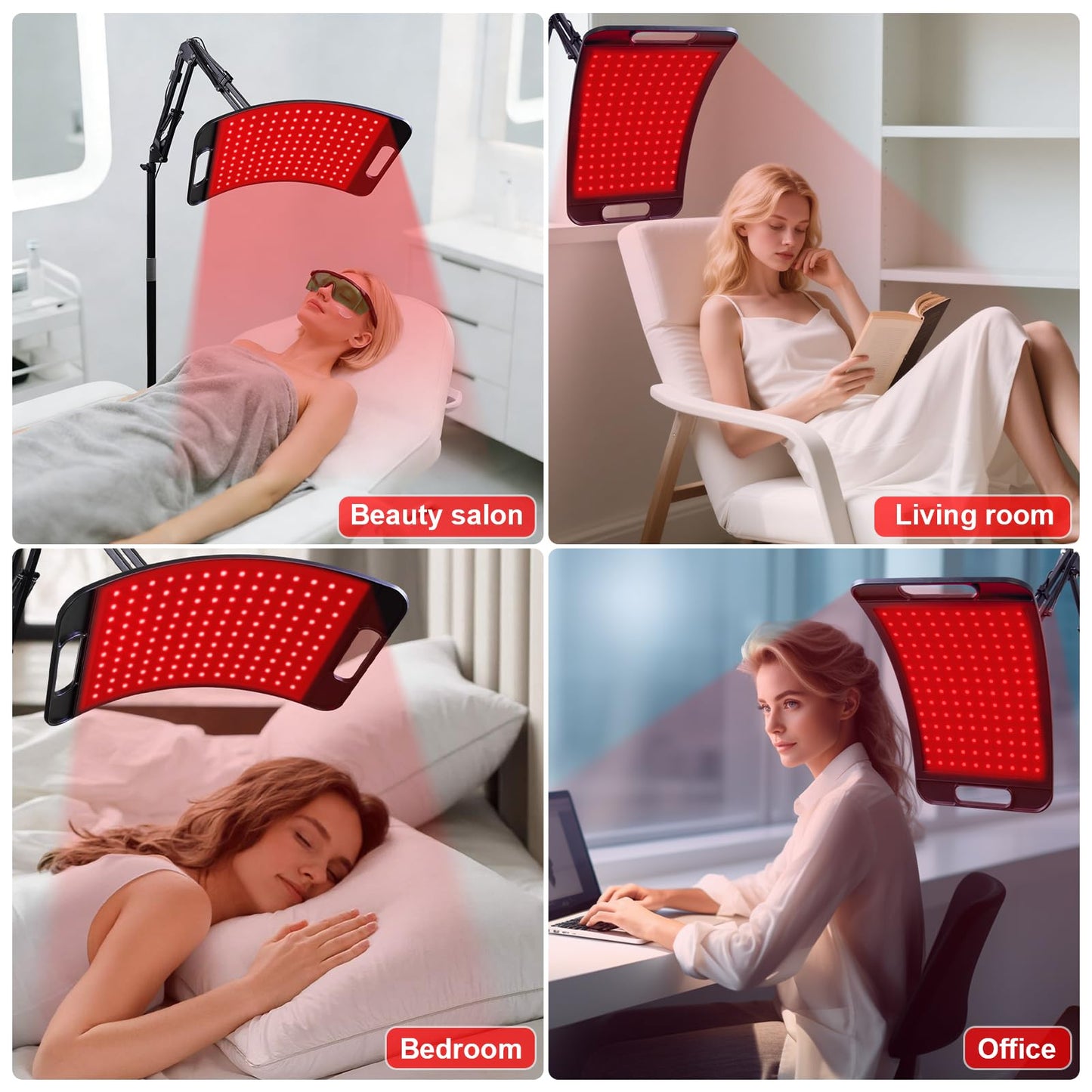 Red Light Therapy for Body and Face, Red Light Panel with 660nm & 850nm LEDs, Infrared Light Therapy Lamp with Adjustable Stand, Red Light-Therapy at Home with Eyes Protection Goggles