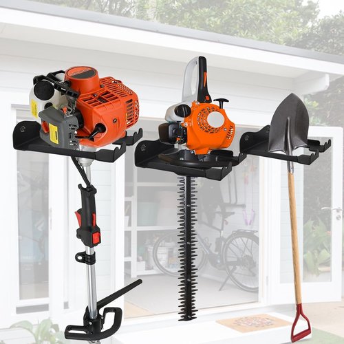 Ertuohg Garage Organizer - Heavy Duty Steel Trimmer Rack | Wall Mounted Garden Tool Storage, Black, 5.9 x 4.9 x 1.5 Inches