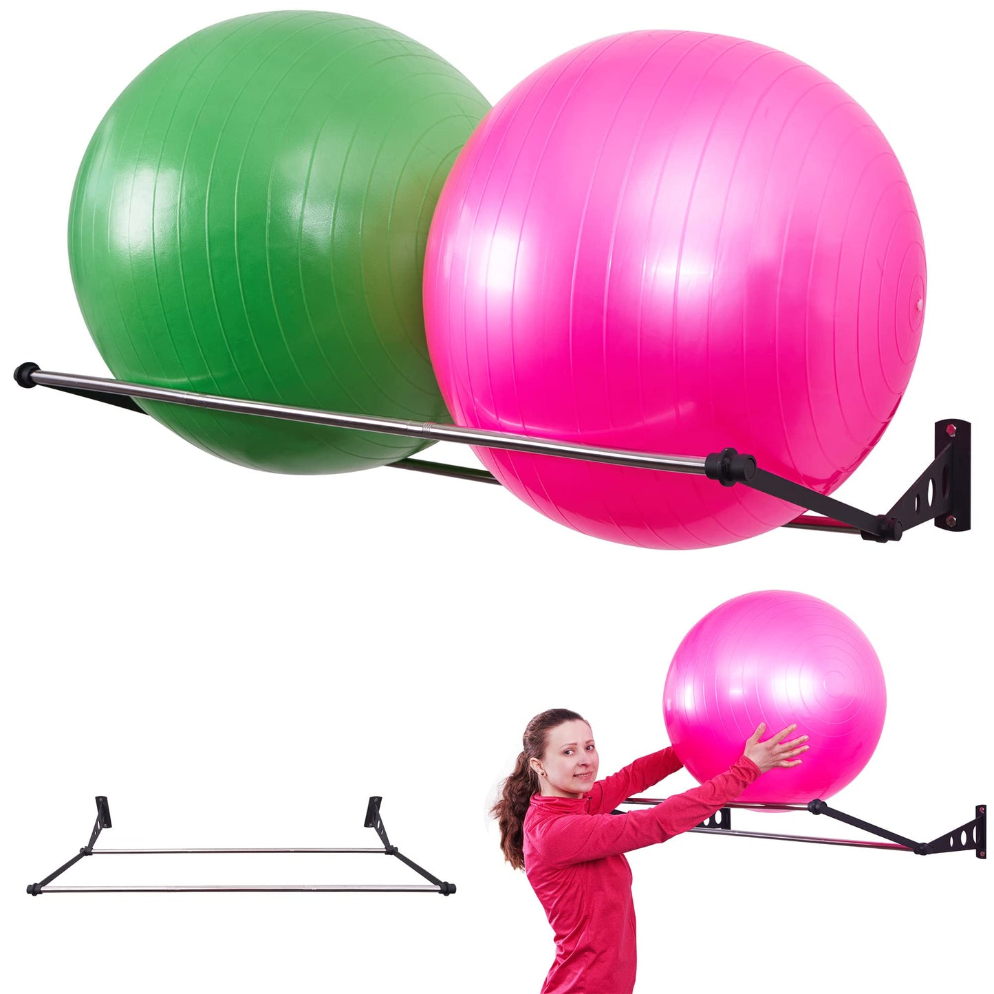 Exercise Ball Holder | Organize Your Space | Wall Mounted Rack | Yoga Ball Holder | Exercise Wall Mount | Fitness Therapy & Stability Rack | For Gyms, Studios, Home Gyms