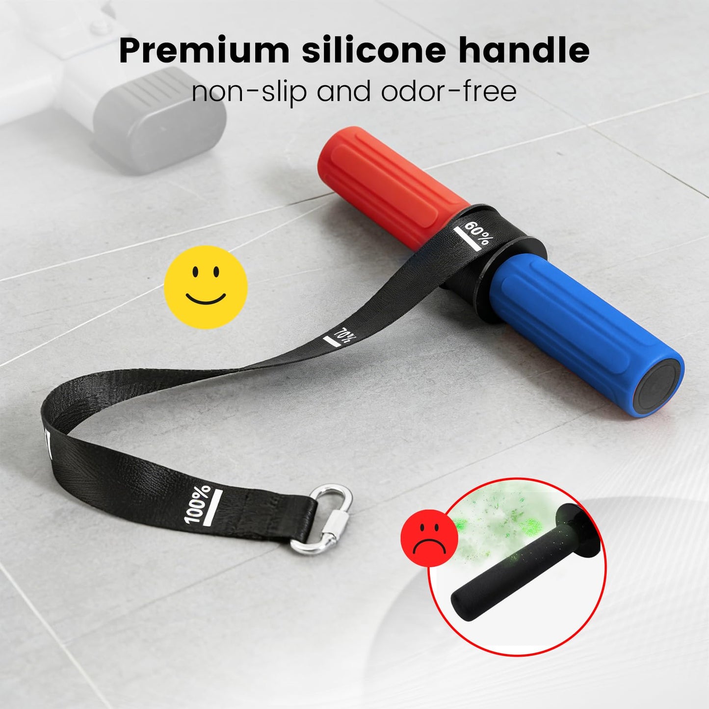 LIZAAL Forearm Strengthener & Wrist Roller，Forearm Exerciser with Thicker Silicone Handle, Forearm Trainer with Heavy-Duty Nylon Strap, Ideal for Muscle building,Grip Strength and Recovery Training - Red & Blue