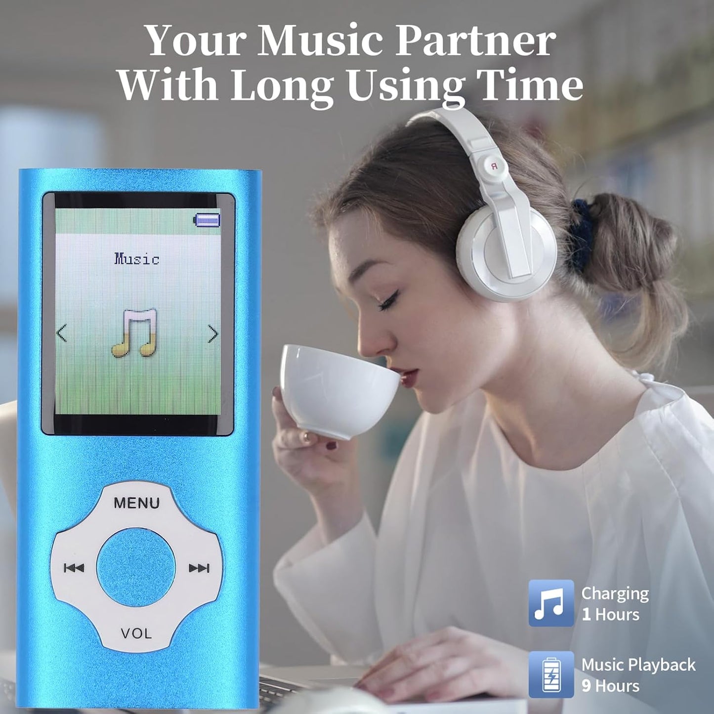 MP3 MP4 1.8in 128GB Player, Lossless Sound Portable Video Music Player, Color Screen Digital Music Player with Speaker