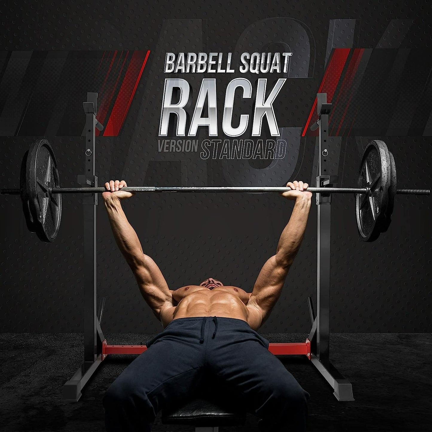 Yes4All Adjustable Barbell Rack, Multi-Function Squat Rack, Weight Lifting Home Gym, Dip Bar Station, Bench Press Rack Stand, Weight Plate Storage, Capacity Up to 550LBS
