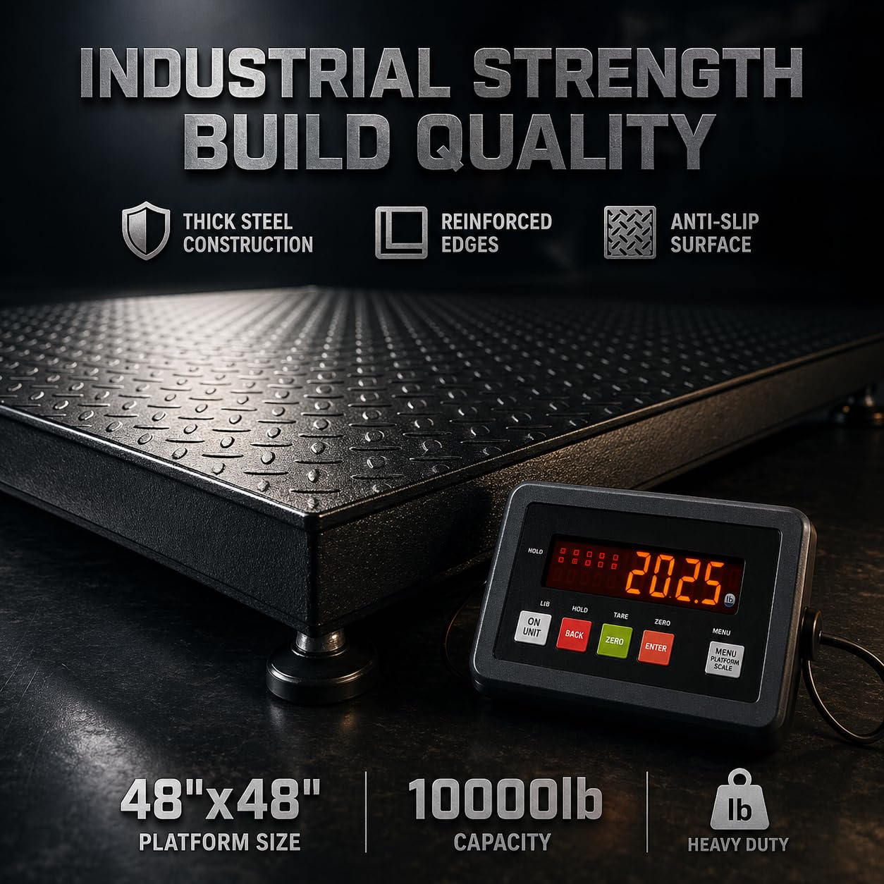 BizAutom Industrial Floor Scales, 48"x48" 10000lbx1lb Accurate Pallet Scale with Smart Digital Indicator, Heavy-Duty Weighing Scale for Warehouse Shipping and Industrial Use, (4'x4')