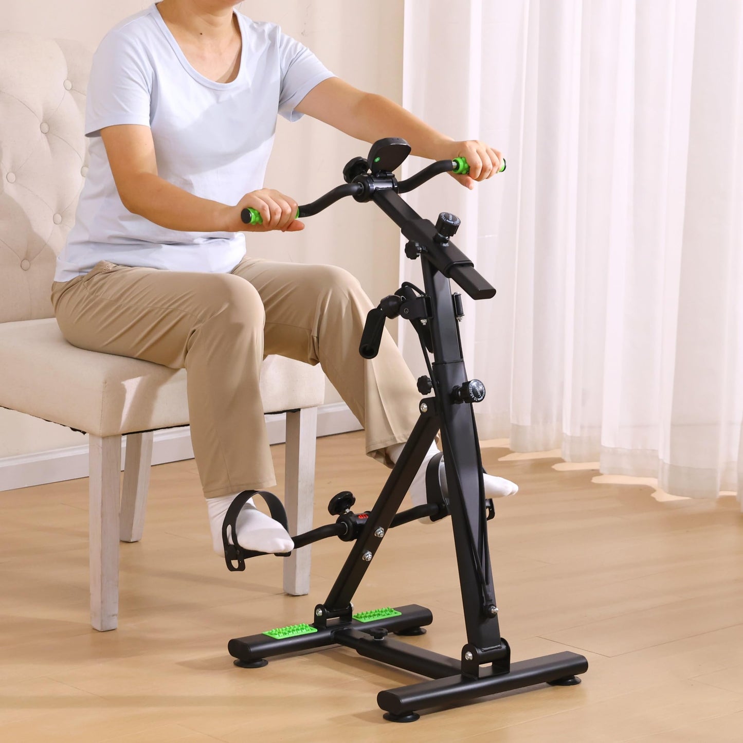 MDODM Pedal Exerciser Bike for Seniors, Arm Leg Hand and Knee Elderly Exercise Equipment, Sitting Home Exercise Machine for Total Body, Great Gift for Elderly