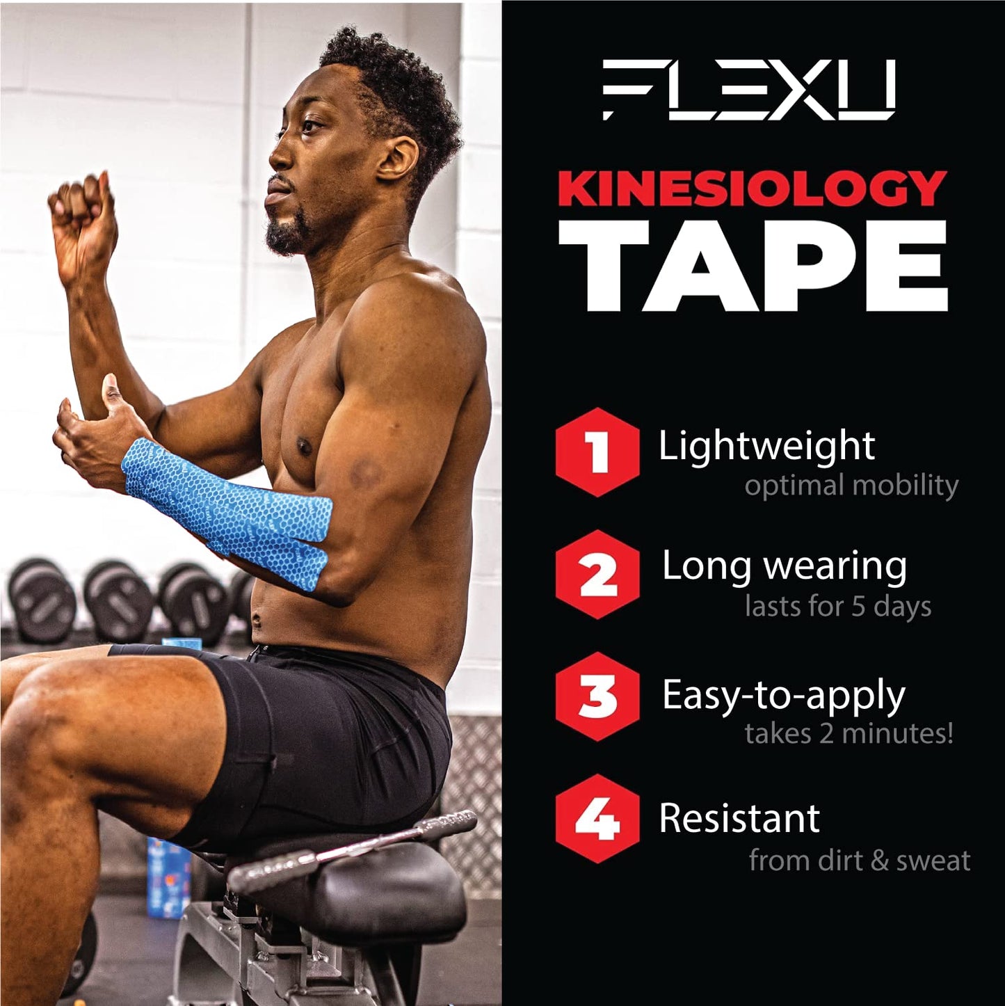 FlexU Kinesiology Tape Bulk Pack Continuous Blue