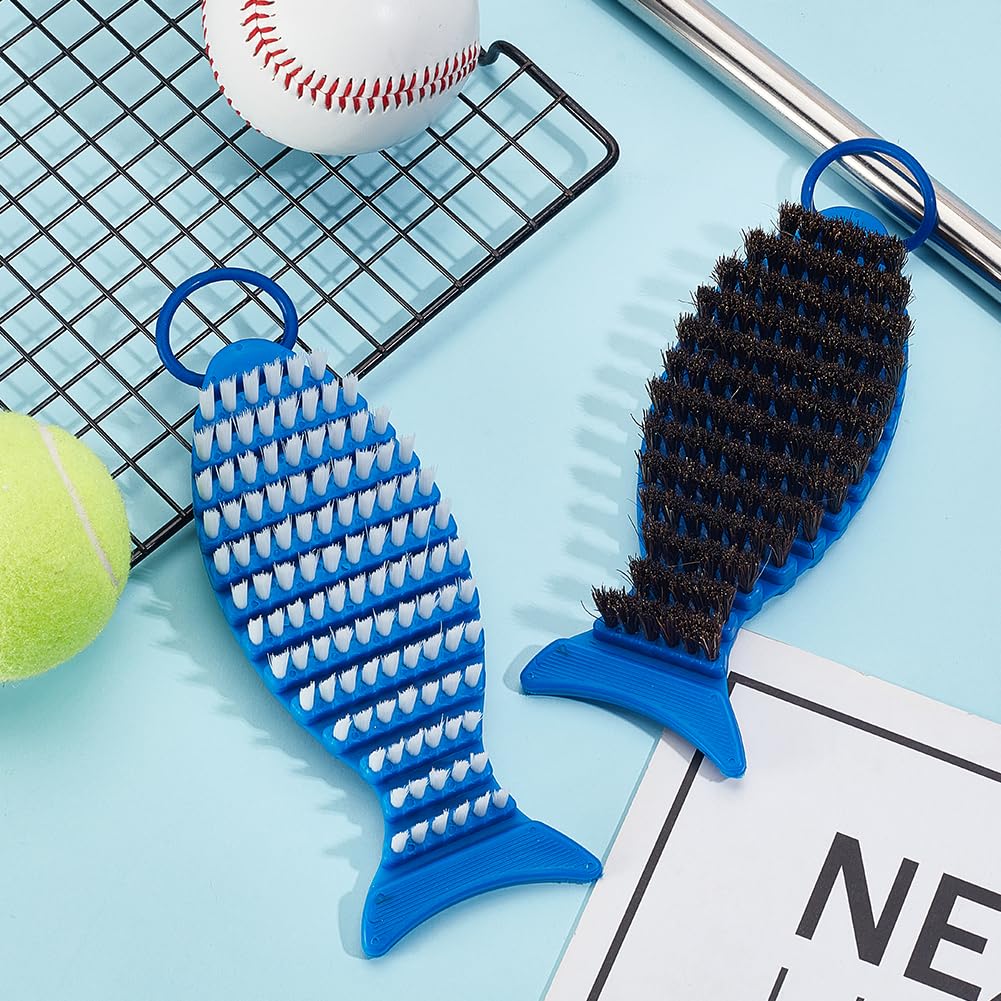AHANDMAKER 2 Pcs 2 Colors Barbell Brush Barbell Cleaning Kit Nylon Brushes Weightlifting Bar Flexible Cleaner Rust Chalk Remover for Strength Training Bars Dumbbells Weight Trays Exercise Equipment