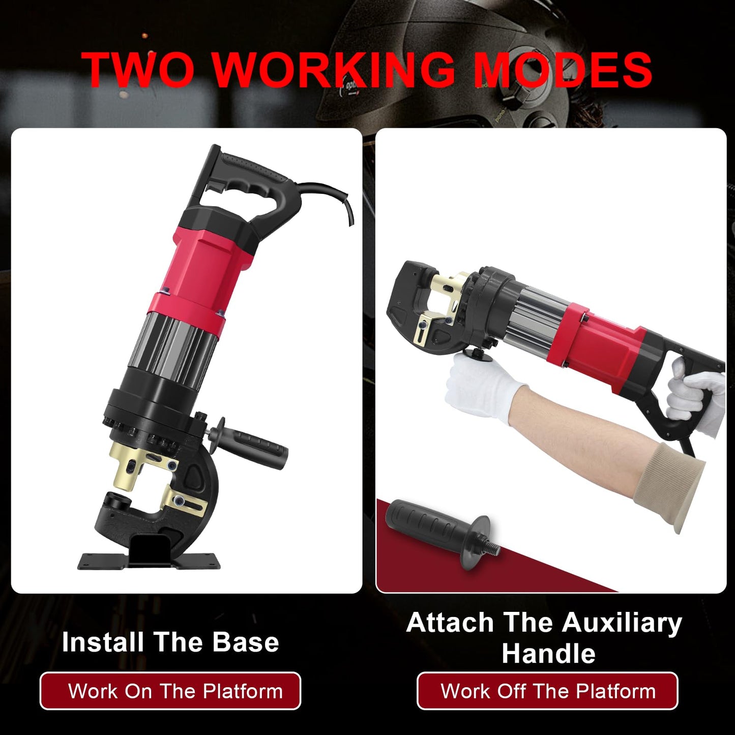 1400W Electric Hydraulic Hole Puncher, 22T Heavy Duty Hydraulic Hole Punch for Metal, Portable Punching Machine with 5 Dies - Precise Drilling for Aluminum Copper Plate Angle Iron Steel, MHP-20