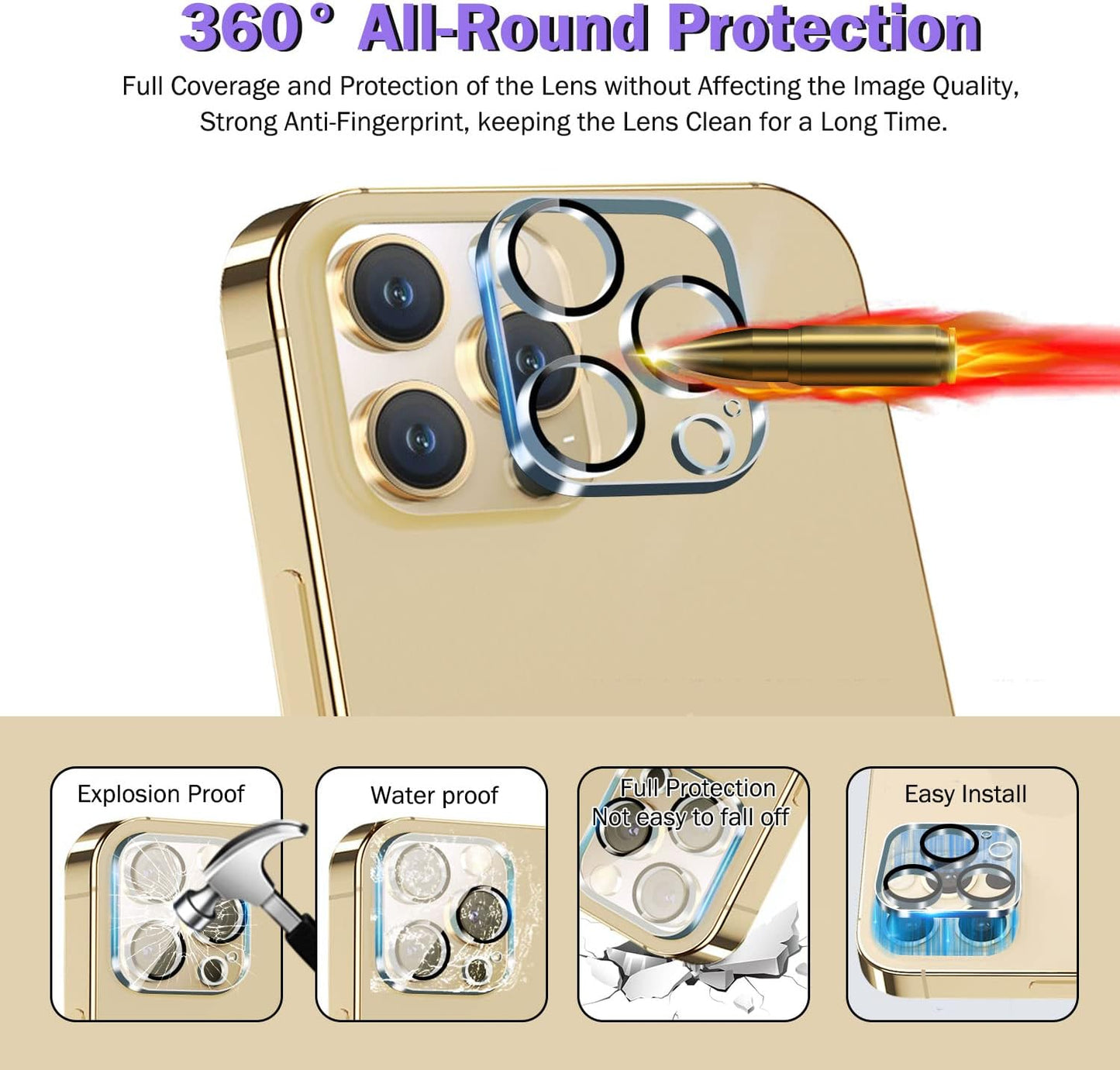 3 Pack 14 6.1 Inch 3 Pack 9H QHOHQ Screen Protector for iPhone Pro with Tempered Glass Camera Lens Protector, Ultra HD