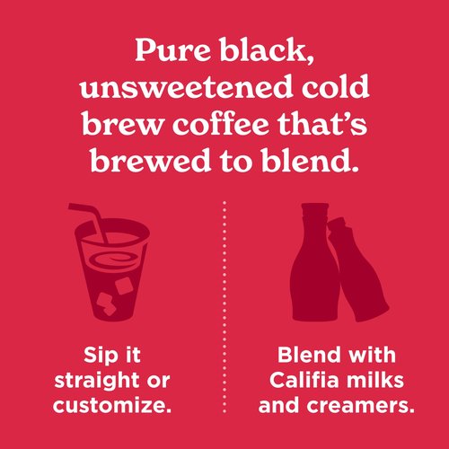Califia Farms - Pure Black Medium Roast Cold Brew Coffee, 32 Oz (Pack of 6), 100% Arabica, Shelf Stable, Plant Based, Vegan, Gluten Free, Non GMO, Sugar Free, Iced Coffee