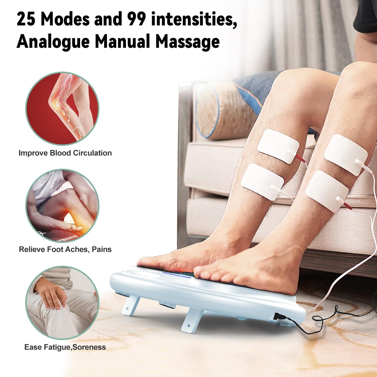 Creliver TENS & EMS Foot Massager for Neuropathy(FSA Eligible), Foot Nerve Muscle Stimulator,Effectively Relieves Legs and Feet Fatigue and Pain,Improves Blood Circulation