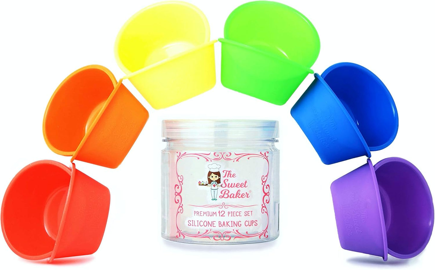 Professional Silicone Baking Cups - Premium 12 Piece Set | Reusable BPA-Free Cupcake & Muffin Pans