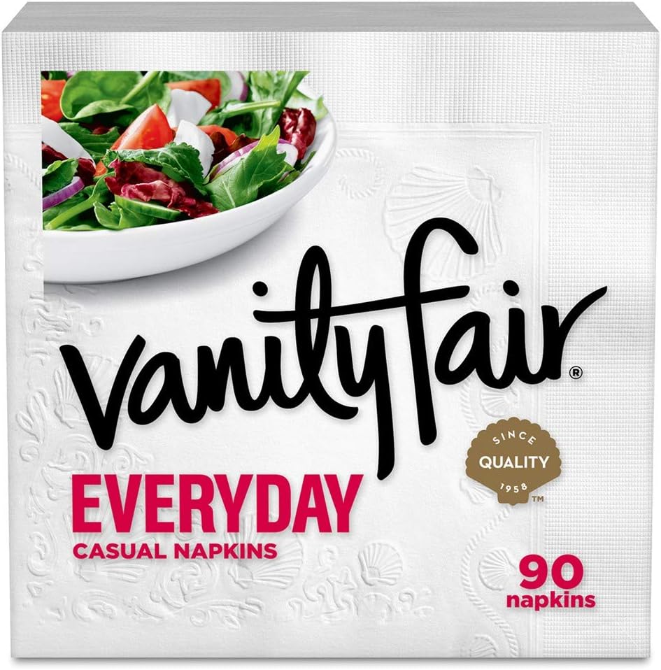 Vanity Fair Everyday Napkins - 1080 Count White Paper Napkins | Convenient Pack of 12