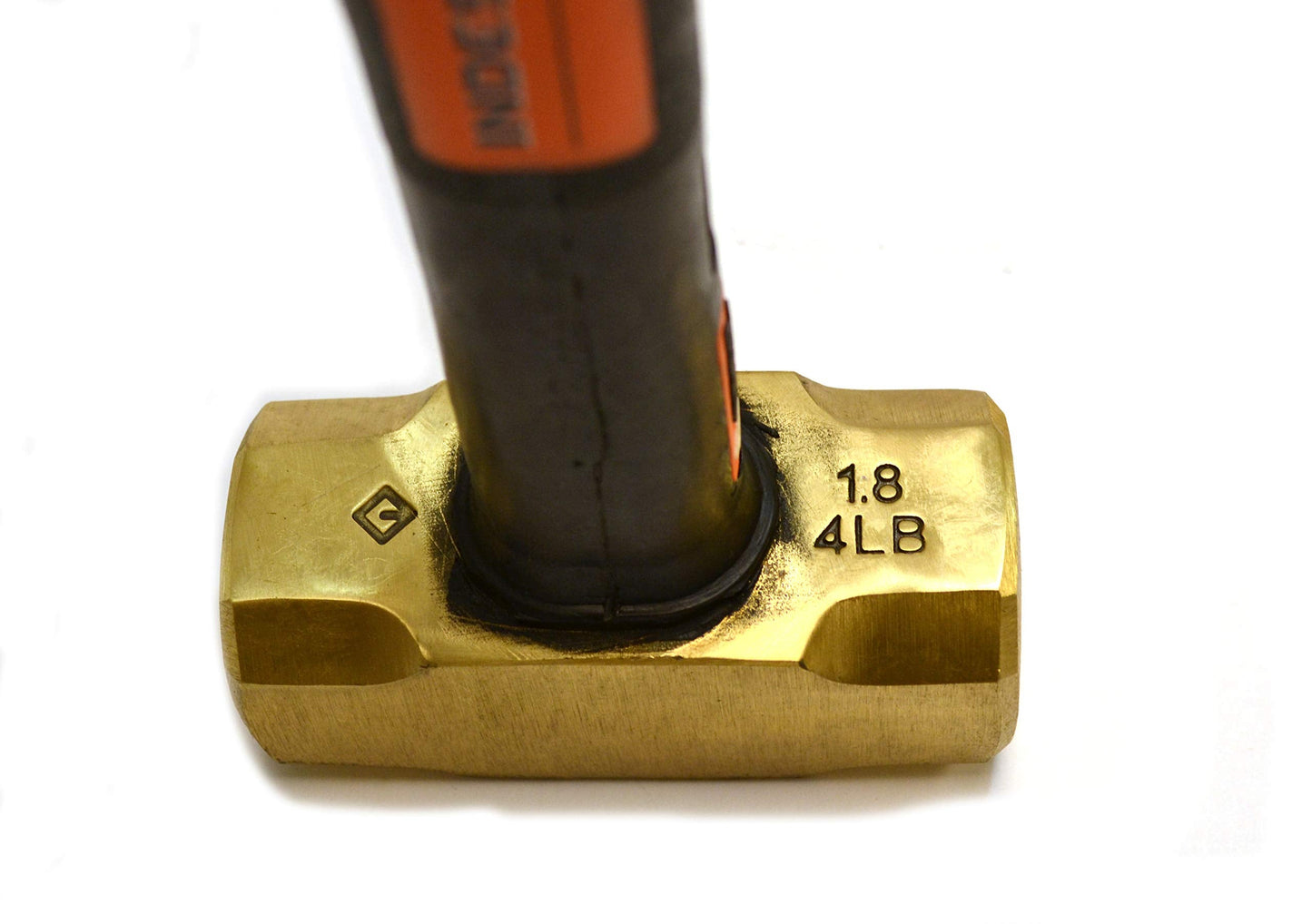 Groz Brass Head 4lb Sledge Hammer with 12-Inch Indestructible Handle | Mar Resistant Head | Steel Locking Plate | Vulcanized Rubber Handle | Spark Resistant (34702)