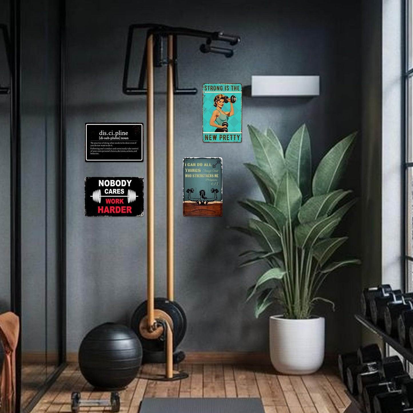 Discipline Poster Gym Sign Workout Posters for Home Gym Motivational Metal Wall Art Decor Funny Fitness Tin Signs Inspirational Posters for Garage Room Accessories 8x12 Inch