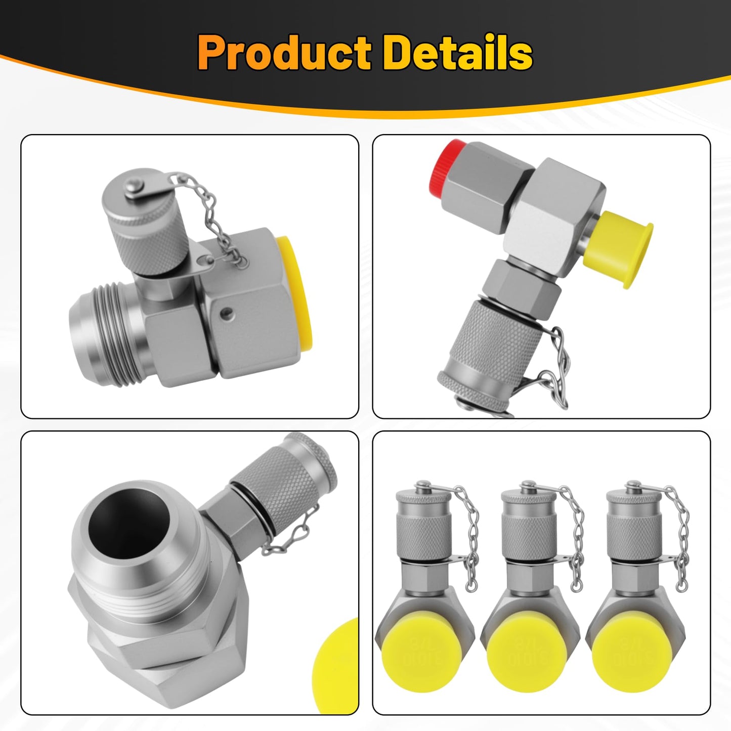 Zorqon 7Pcs Hydraulic Swivel Run Tees Connector Tester Coupling Set Replace for JIC37, Fit For Excavator Construction Machinery Hydraulic System