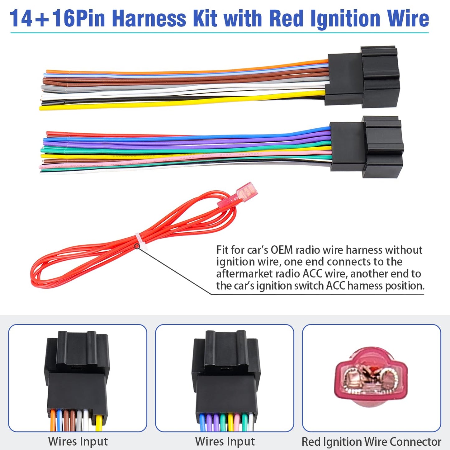 Buick,14Pin 16Pin Radio Wiring Harness Antenna Compatible with Chevrolet Chevy Sierra Silverado Express Suburban
