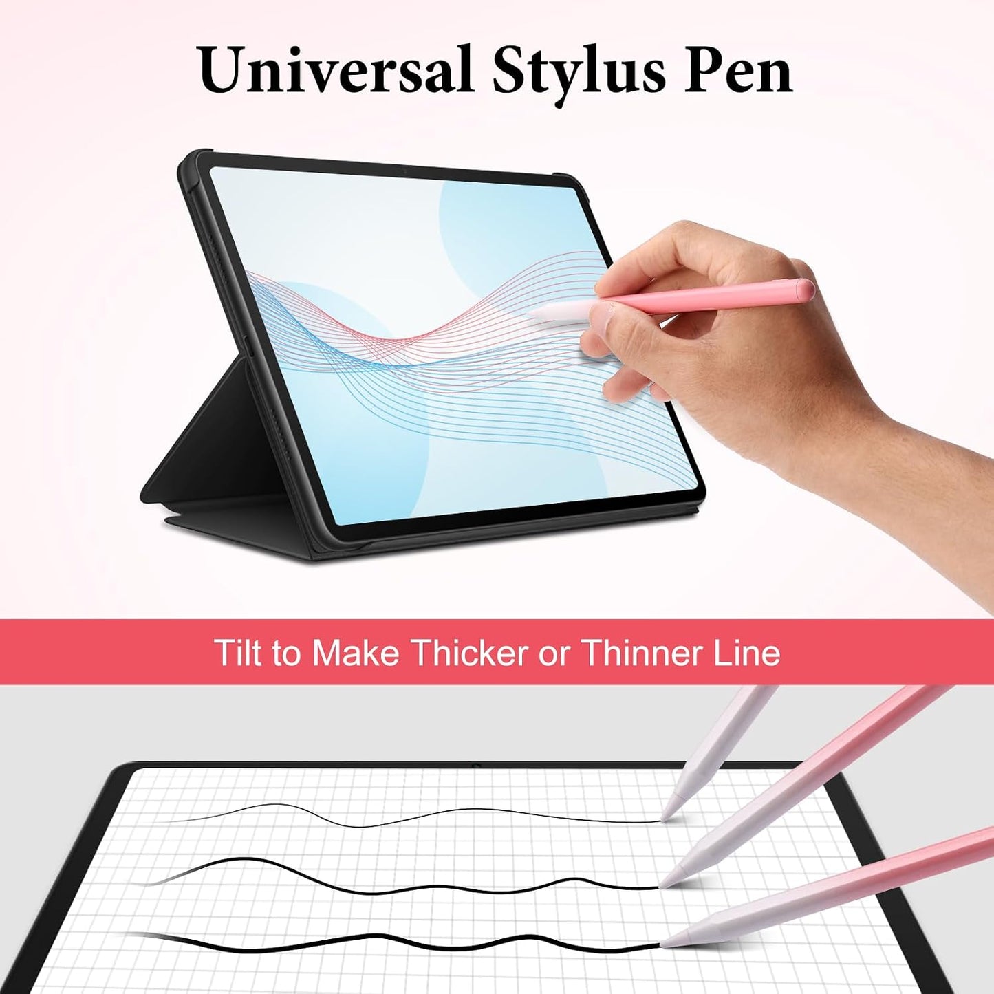 Albomao 4 Universal Stylus Pen for iPad iPhone Android Tablets, No Bluetooth or Pairing Needed, USB-C Fast Charging