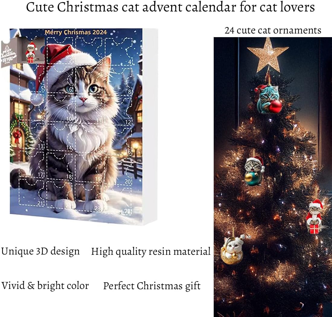 Skiennix Cat Advent Calendar - 24 Days of Holiday Fun for Cat Lovers | Cute Kitten Ornaments