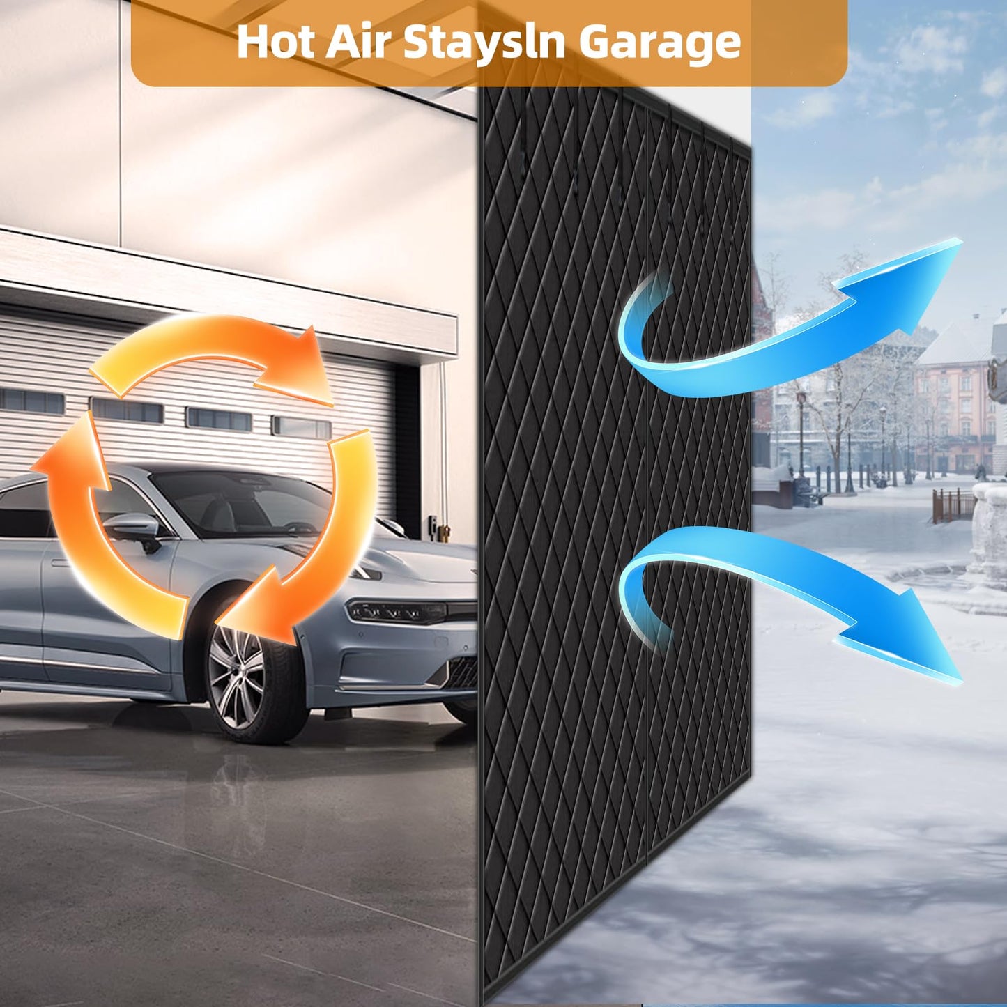 Garage Door Insulation Blanket, Car Garage Thermal Door Cover for Winter Kit - Magnetic Garage Insulation Curtain (Curtain Size 9.3x7FT)| Warehouse & Studio (Fit Door 9x7FT)