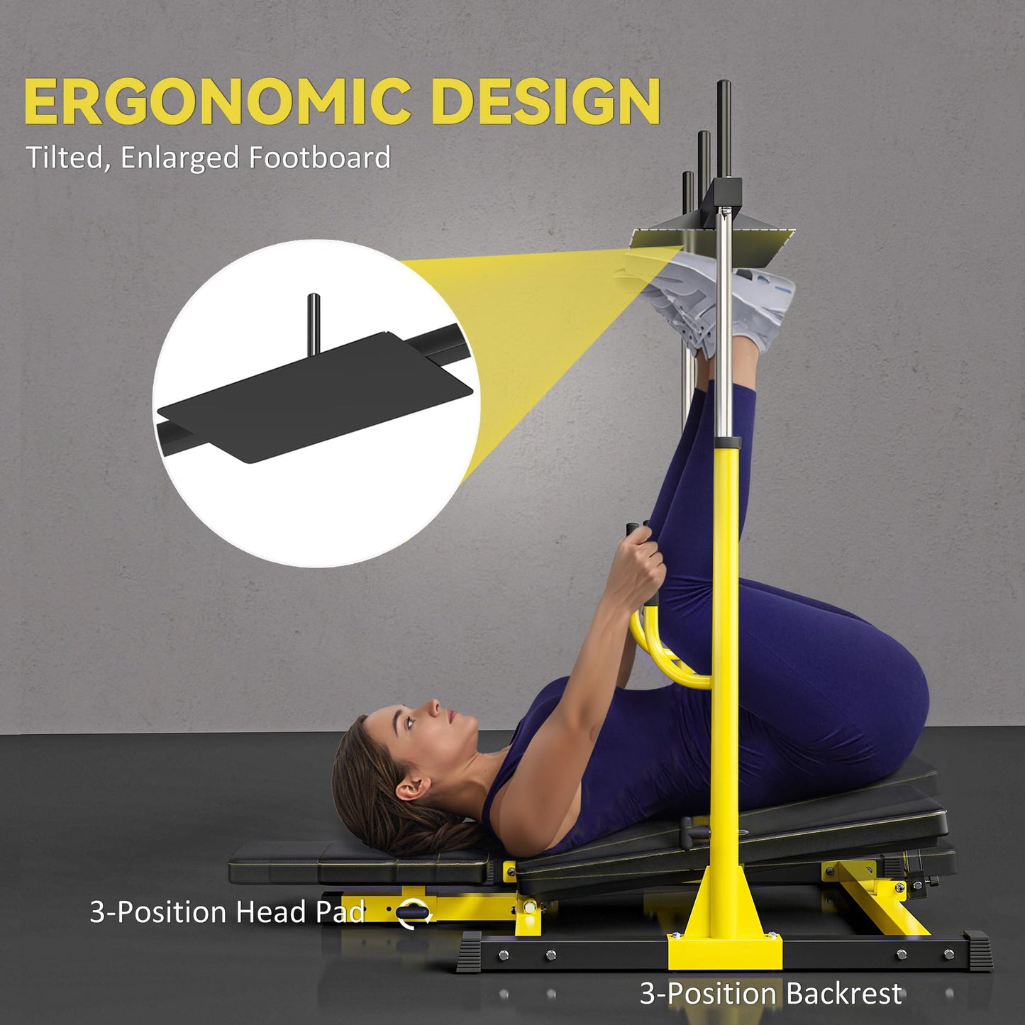 Soozier Vertical Leg Press Machine, 660LBS Capacity, Leg Strength Training Machine with Adjustable Leg, Back, and Head Positions for Home Gym, 1" Standard Plate Compatible, Yellow