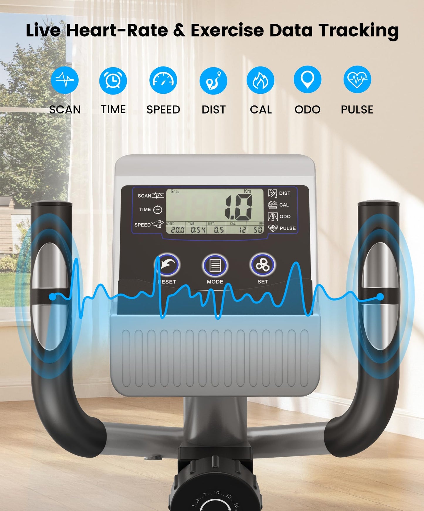 THERUN Elliptical Exercise Machine, Ultra-Quiet Elliptical Machine for Home, 13.2LBS Flywheel Elliptical Trainer, 16 Resistance Levels Elliptical Training Machines w/Pulse Sensor, LCD Monitor (Aqua)