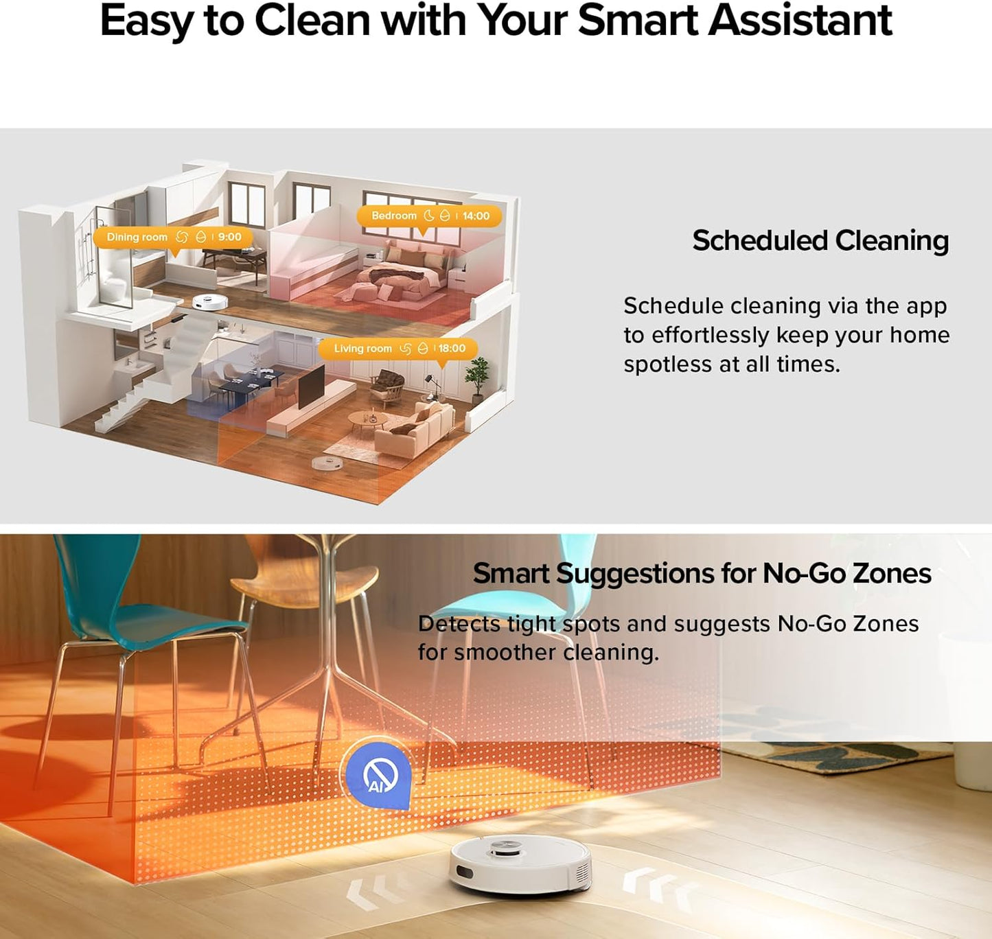 Roborock Q7 M5+ Robot Vacuum & Mop - 10000Pa Suction, Self-Emptying, App Control, White