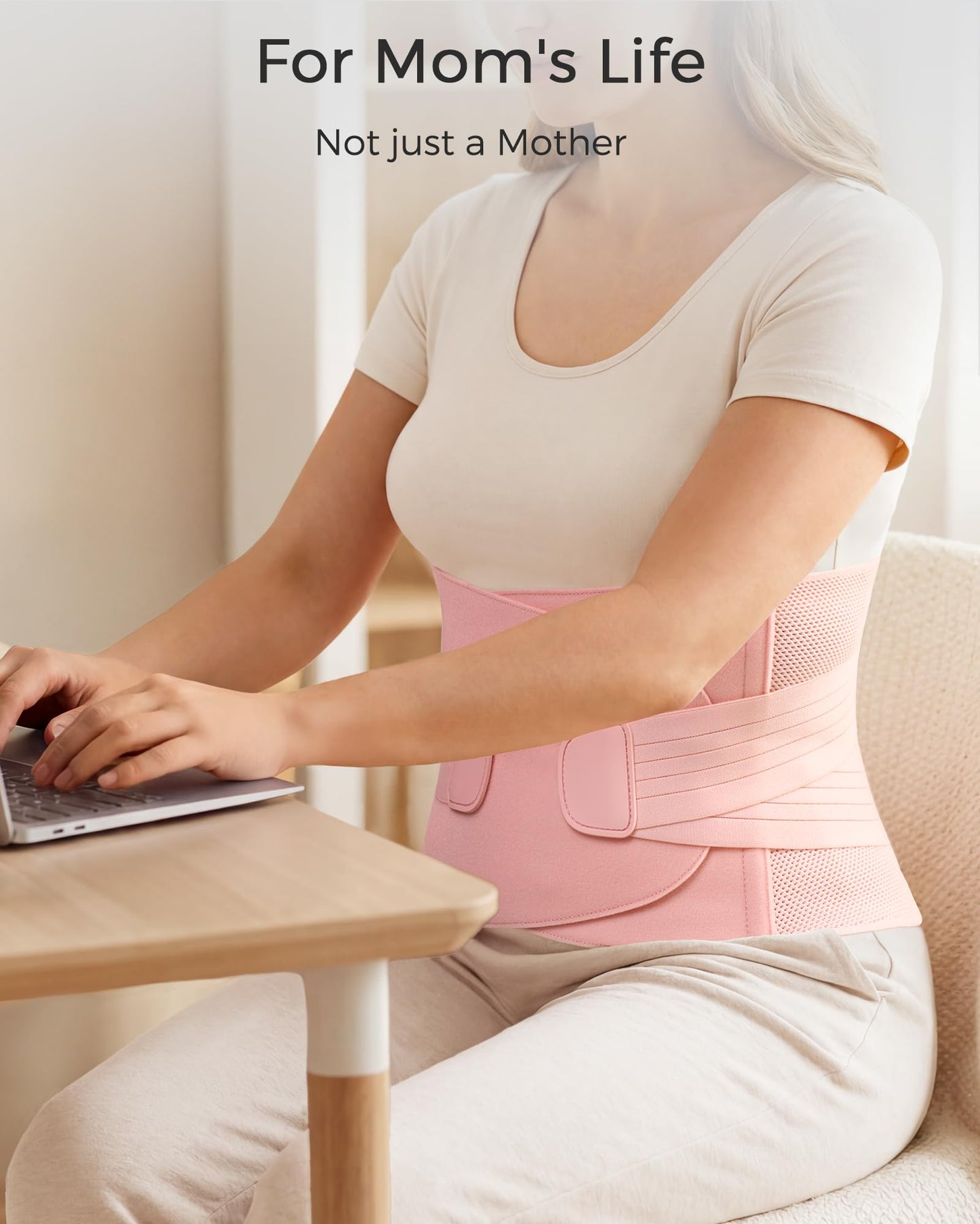 FREETOO Postpartum Belly Band Wrap for Women,Abdominal Binder Post Surgery,for Natural Delivery,C Section Belly Binder Post Partum,Stomach Binder Postpartum with Adjustable Compression,M,Pink