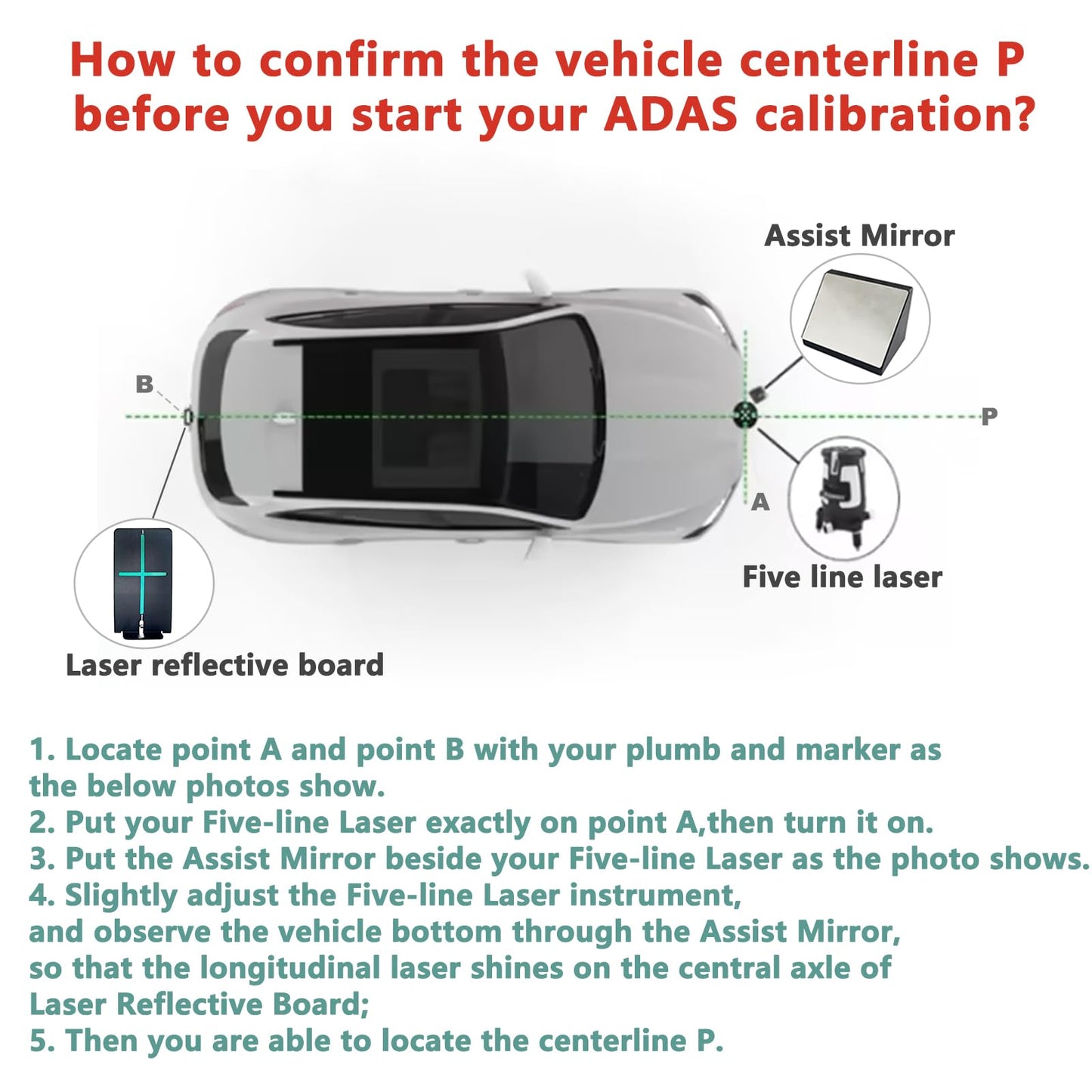 ADAS Calibration Tool 8.07"Outer Edge Reflector for Automobile Light & Heavy Vehicles with Digital Angle Finder,Assist Mirror and Reflective Board for Vehicle Centerline Alignment
