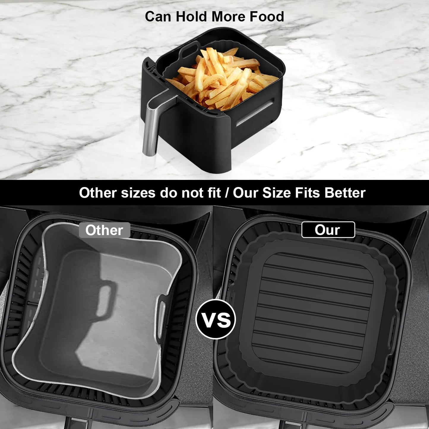 Square Silicone Air Fryer Liners by [Brand Name] - Reusable 8.5 Inch Accessories for Ninja & COSORI