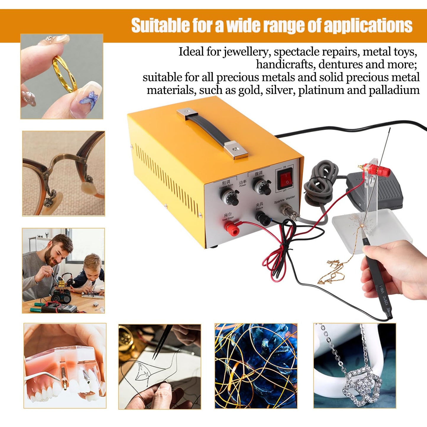 Jewelry Spot Welding Machine,30A Jewelry Soldering Welding Processing Tool,Professional Gold Silver Spot Welder, Electric Pulse Welding Tool for Welding Jewelry