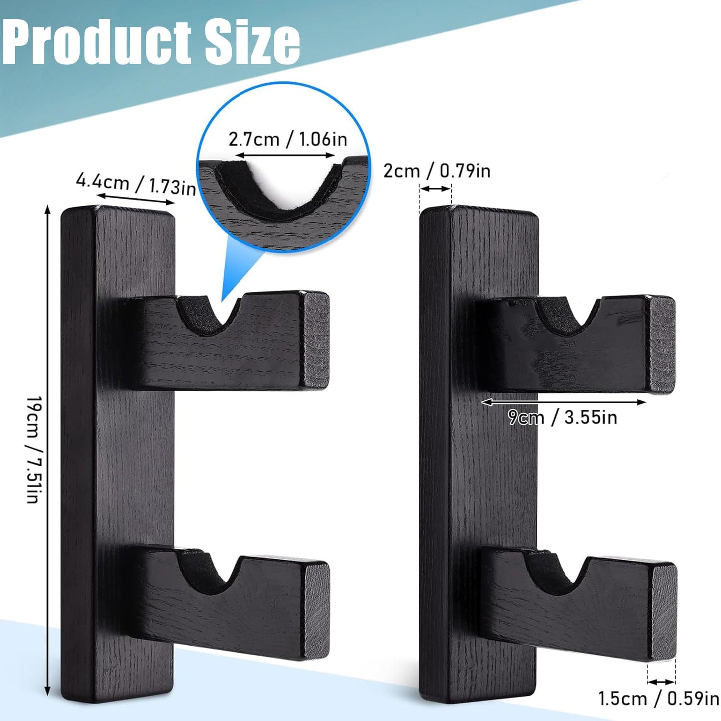 ERMMZHZW Pool Stick Holder Wall Mount Pool Stick Rack Billiard Cue Racks,Horizontally displays two billiard cues on the wall, Suitable for organizing billiard table accessories and equipment (1 pair)