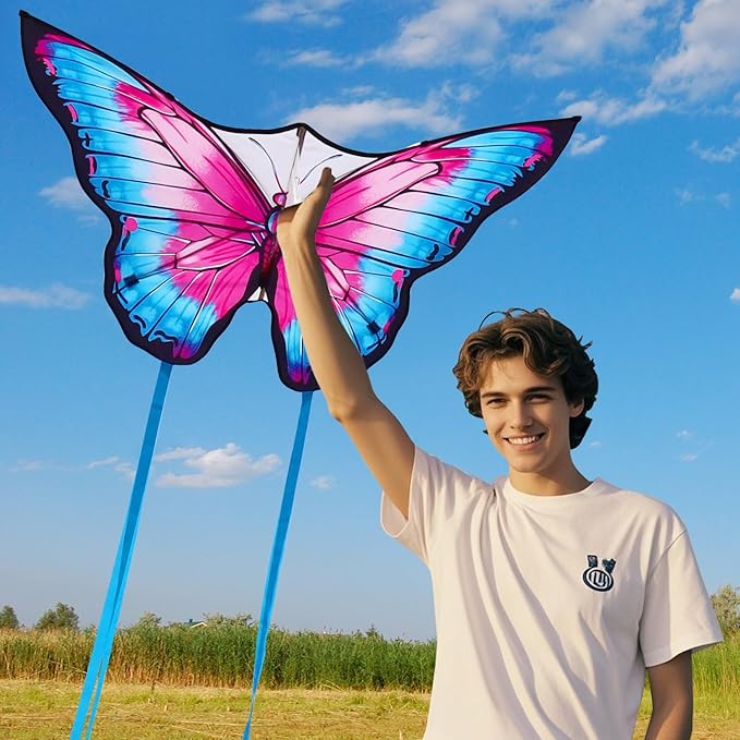 Butterfly Kites for Kids & Adults, Easy to Fly Design with Long Tail for Stability, for Kids Ages 4-8 & Beginners, Beach & Park Use | Family Outdoor Fun