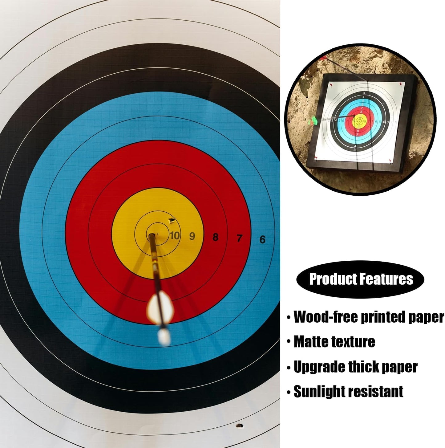 20PCS Archery Target, 16X16in - 10 Ring Bow and Arrow Targets(Standard Archery, with 1 Pen&4 pins)