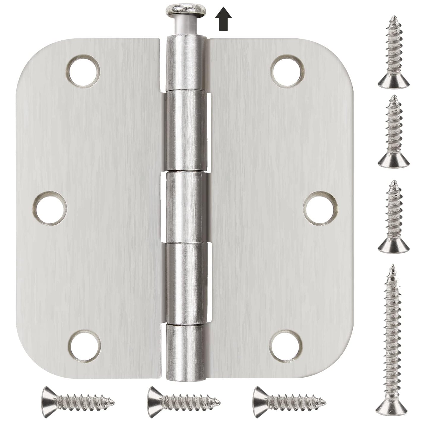 18 Pack Nickel Door Hinges Brushed Nickel 3 1/2 Interior Door Hinges Satin Nickel 3.5 Inch with 5/8” Radius Corners 3 ½"x 3 ½" Silver Hardware Controls