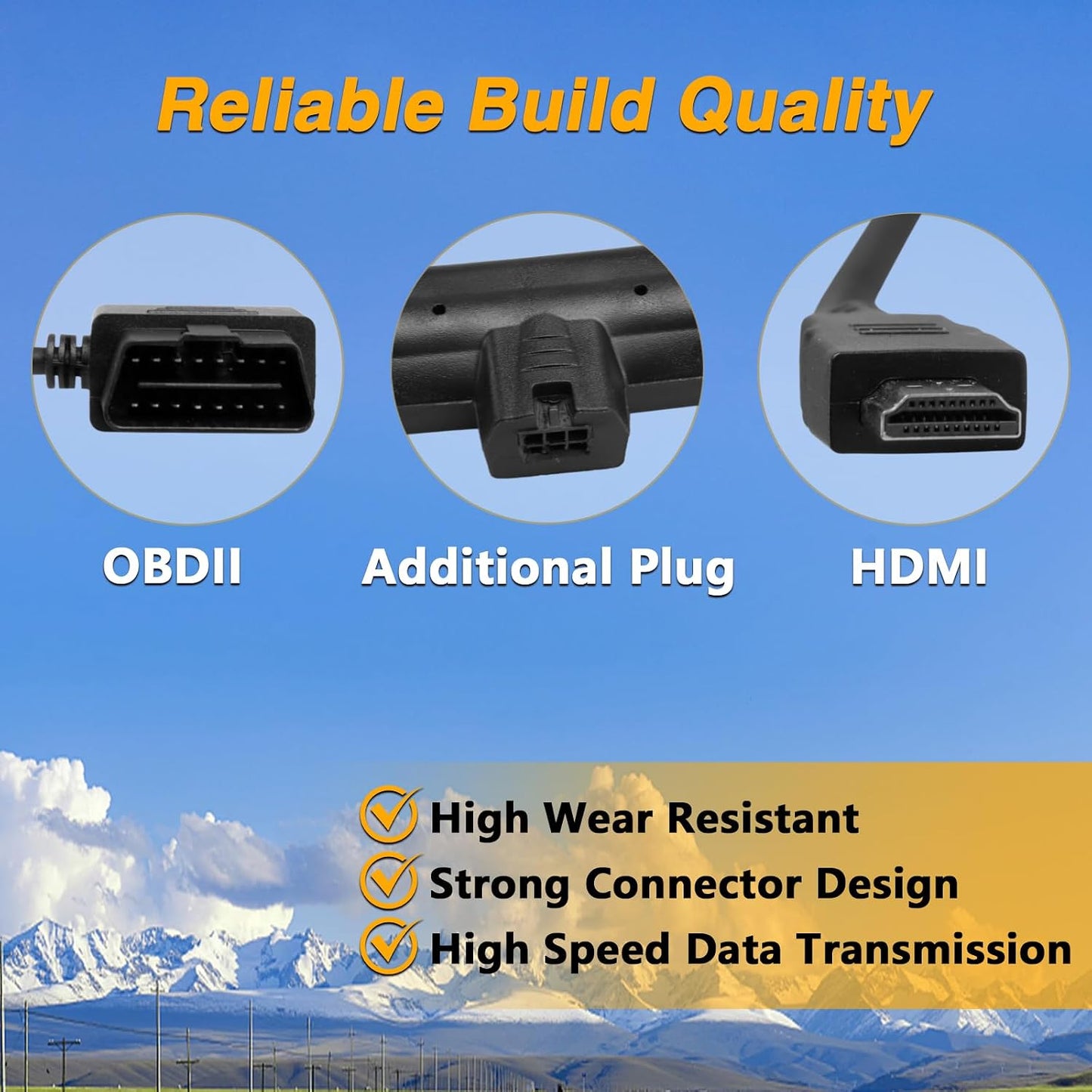 CS2 CTS2 CTS3 H00008000 OBDII to HDMI Interface Cable Monitor Cable Plug Compatible with Edge Replace#: