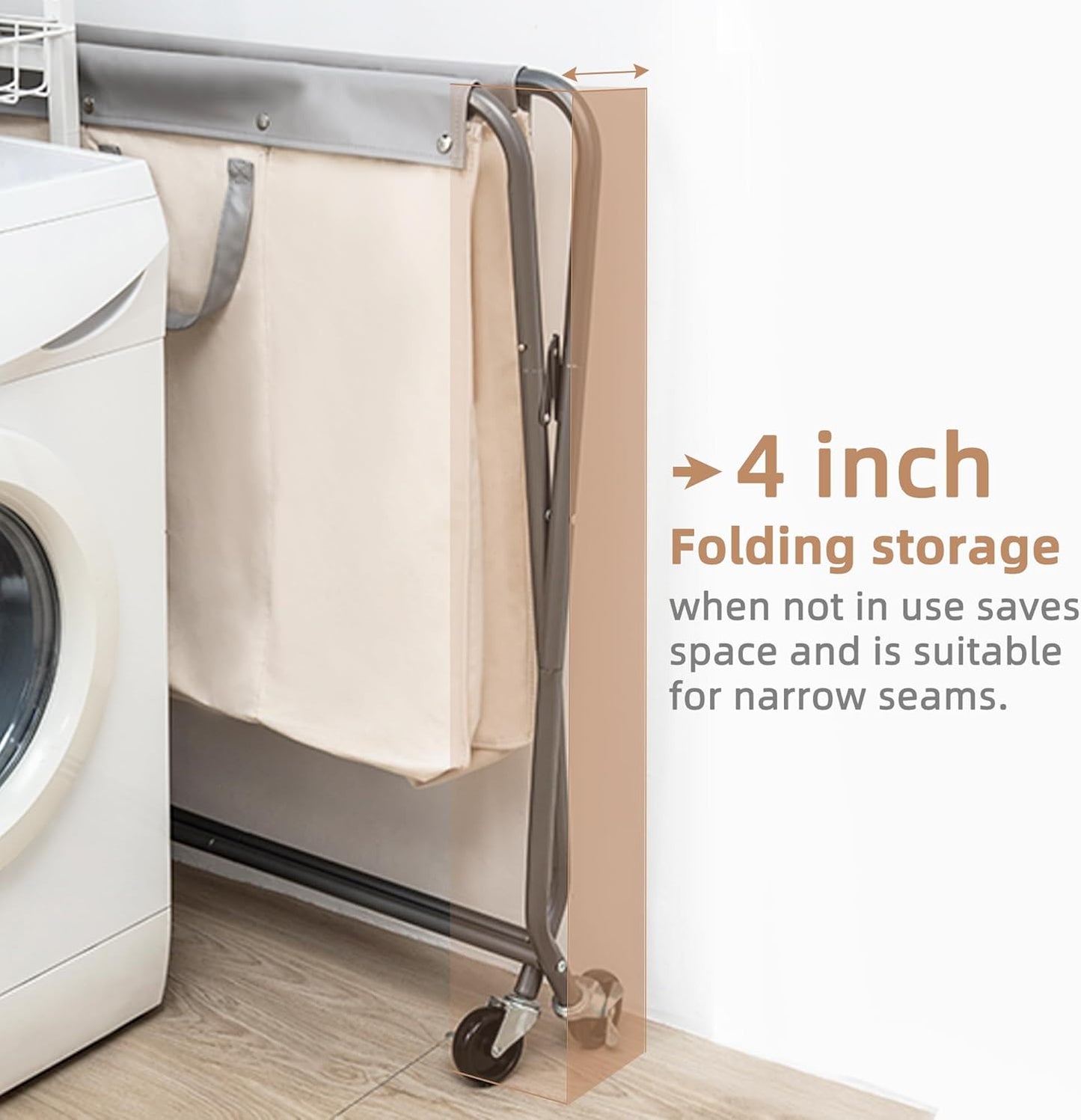 Storage Maniac 160L Collapsible Laundry Hamper - Heavy Duty Rolling Basket with Removable Bag & 3 Sections