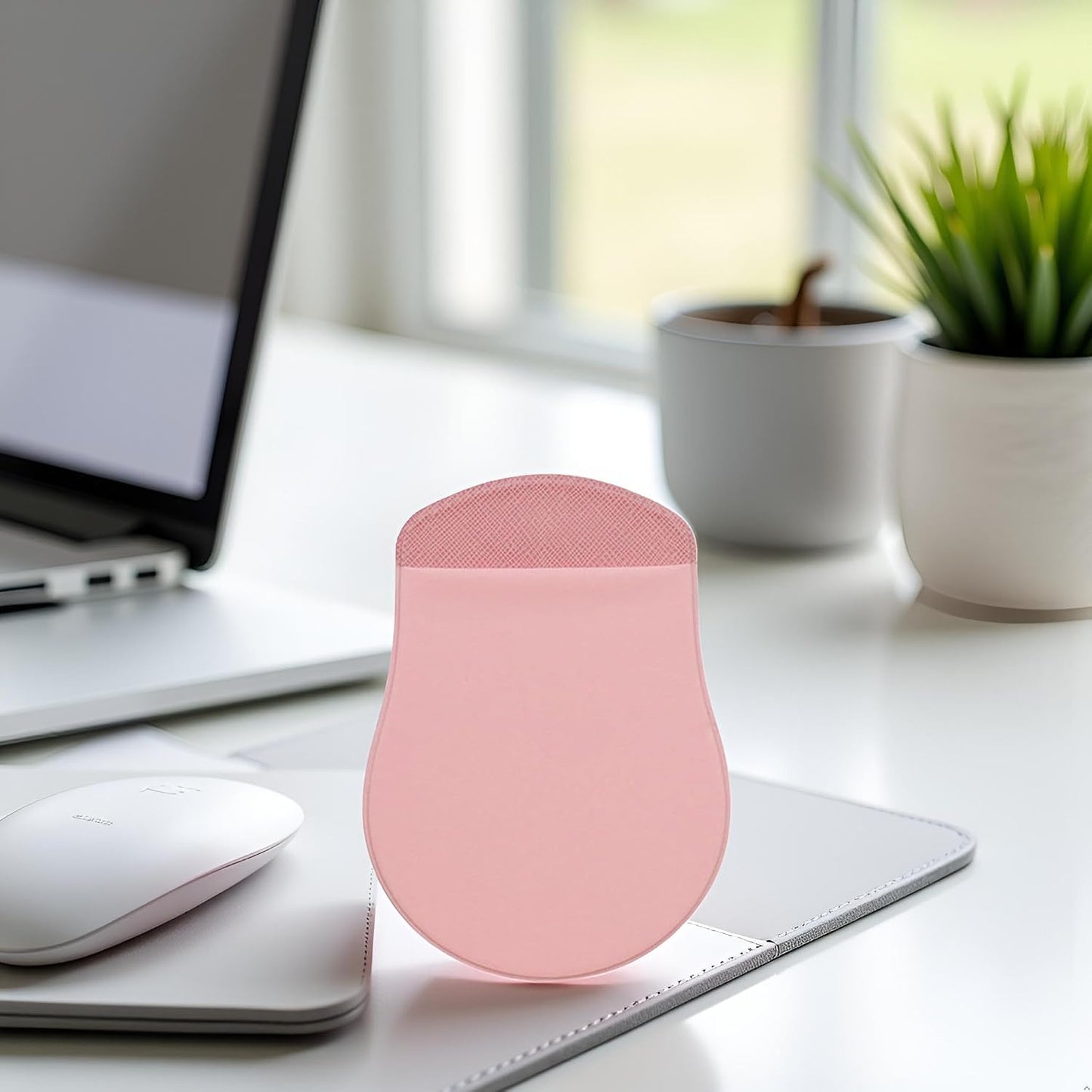 Tustao Pink Universal Stick-On Mouse Pouch Holder for Sleevefor Laptop Reusable Adhesive Storage Mouse Holder, Cover