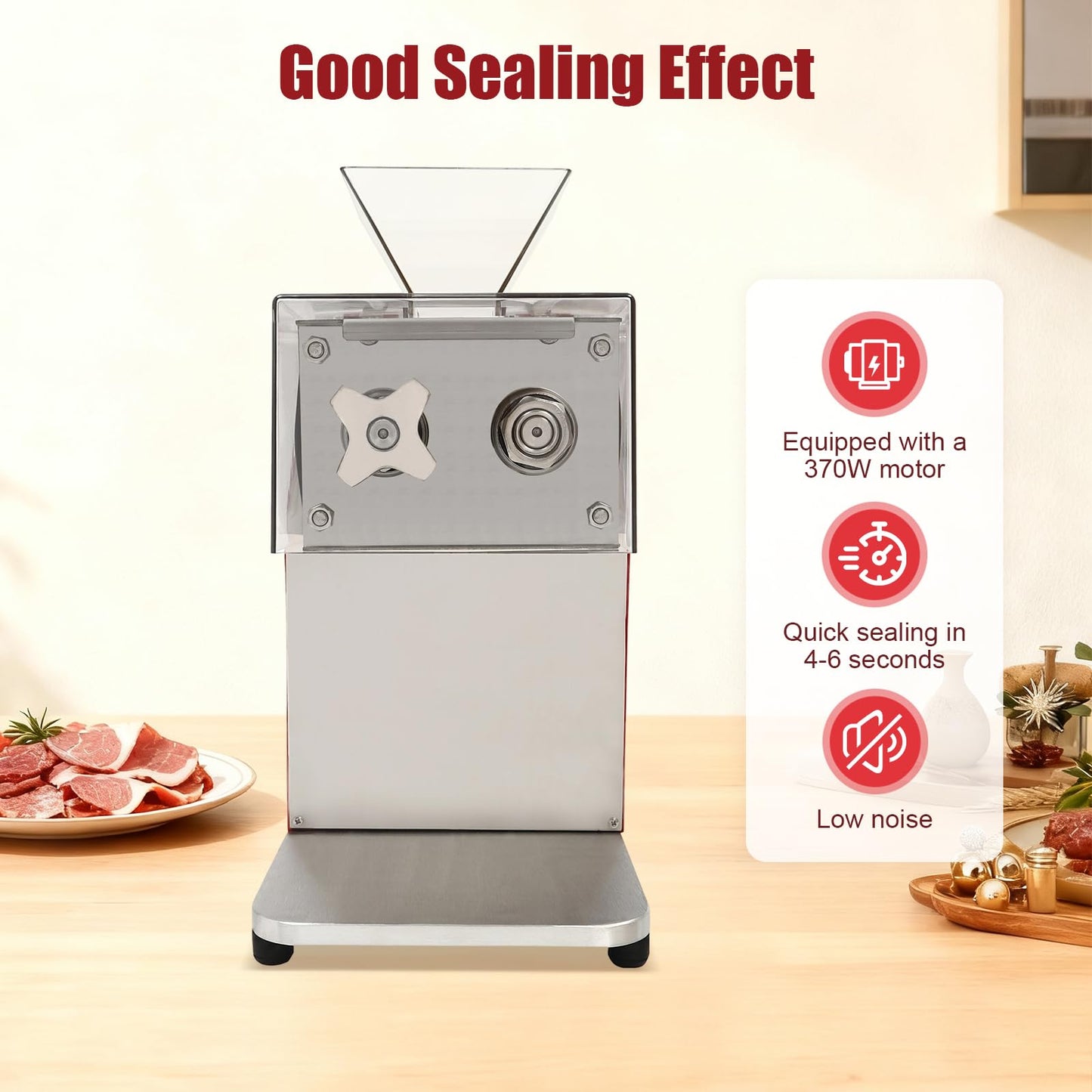 Bepritm Electric Meat Cutter Machine, 1100W Meat Shredding Machine with Cover, Commercial Stainless Steel Meat Slicer Shredder Restaurant for Home Kitchen,Restaurant,Supermarket