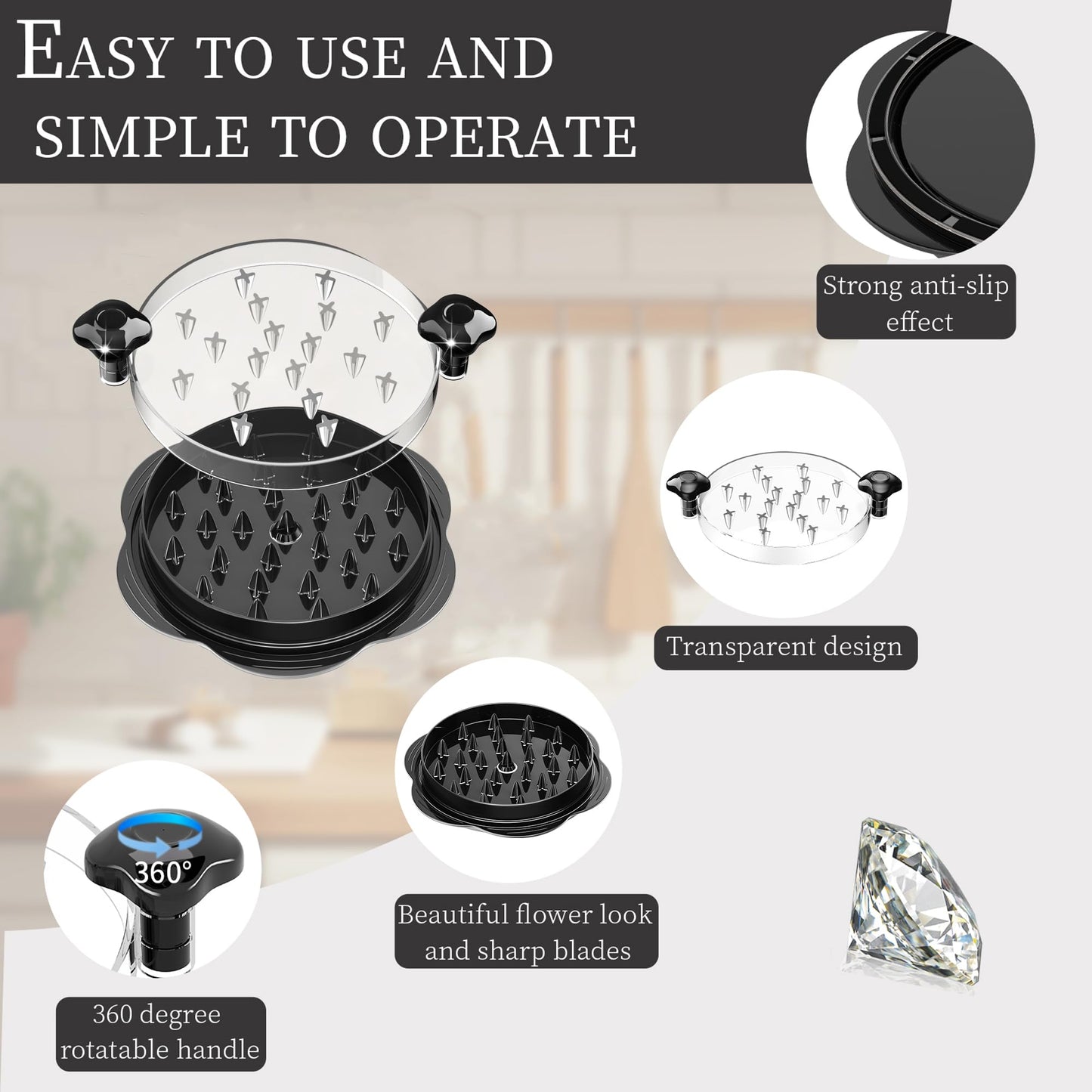 Vertdens Chicken Shredder, 10" Pro Chicken Shredder Tool Twist Large for Kitchen, Chicken Shredder Tool Twist, Chicken Crusher, Suitable for shredding All Kinds of Meat Products, Black