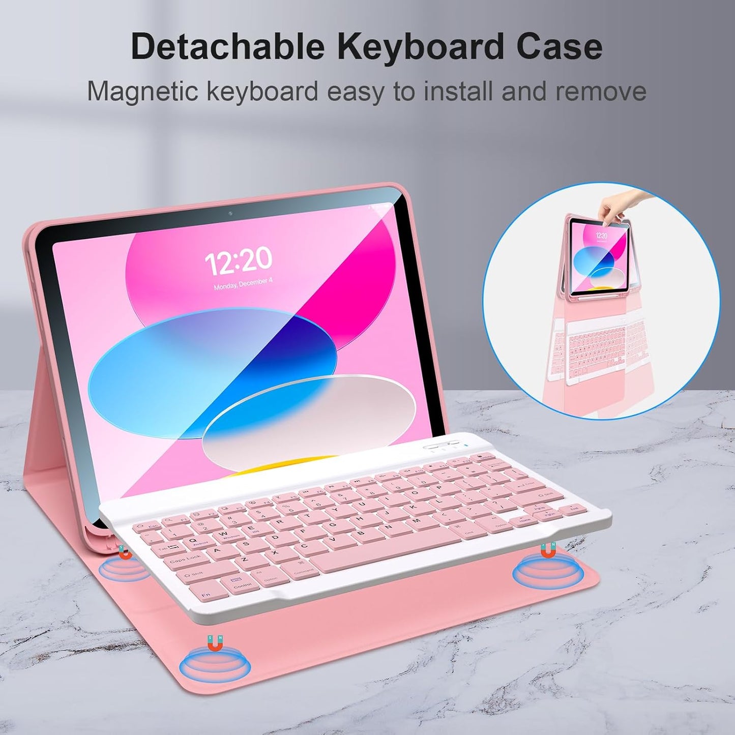 FGZZROU 10th/11th(A16) 2022/2025, 10.9 Inch for iPad Generation Case with Keyboard Magnetic Detachable Bluetooth
