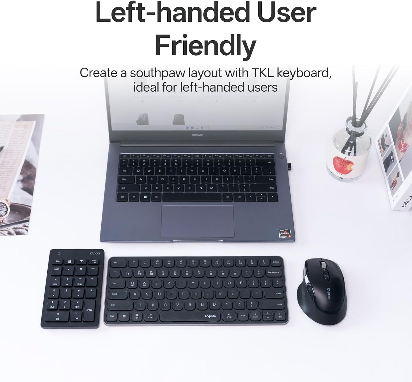 Rapoo K50 2.4G 22-Key Wireless Number Pad, Numeric Keypad for Laptop, Speed Data Entry, Numpad with Calculator, Email