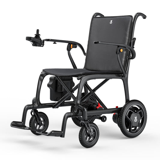 22lbs Lightest Folding Electric Wheelchair, 100% Carbon Fiber, Portable Electric Wheelchair for Adults, Lightweight Power Wheelchair with LED Light, Airline Approved for Travel