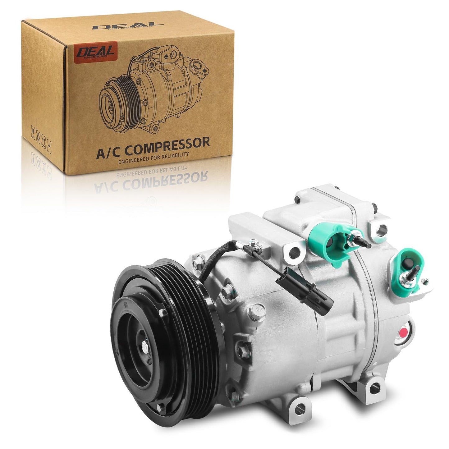 DEAL AUTO ELECTRIC PARTS A/C Compressor with Clutch Compatible with Hyundai & Kia - Azera Sonata Veracruz Santa Fe Sorento Amanti Magentis Optima 2.4L 2.7L 3.3L 3.5L 3.8L