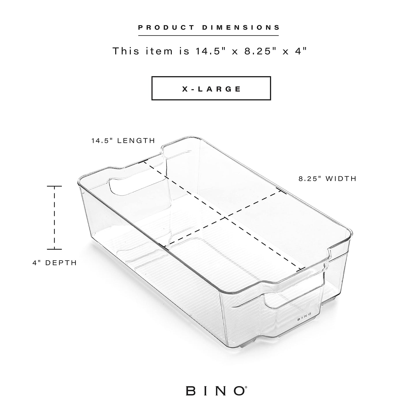 BINO | Stackable Storage Bins, X-Large - 2 Pack | THE STACKER COLLECTION | Clear Plastic | Built-In Handle | BPA-Free | Containers for Organizing Kitchen Pantry | Multi-Use Organizer