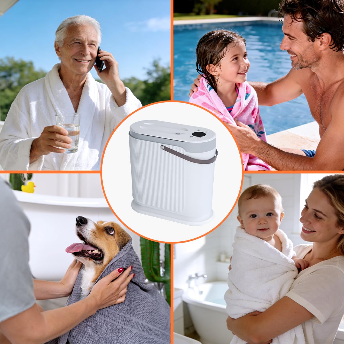 KISSAIR 30L Large Towel Warmer, Rapid Dry & Heated 2 in 1 Towel Warmer Bucket for Bathroom, Fits Up to Three 45"X70" Oversized Towels or One Large Blanket, 24-Hour Timer and Auto Shut Off, White