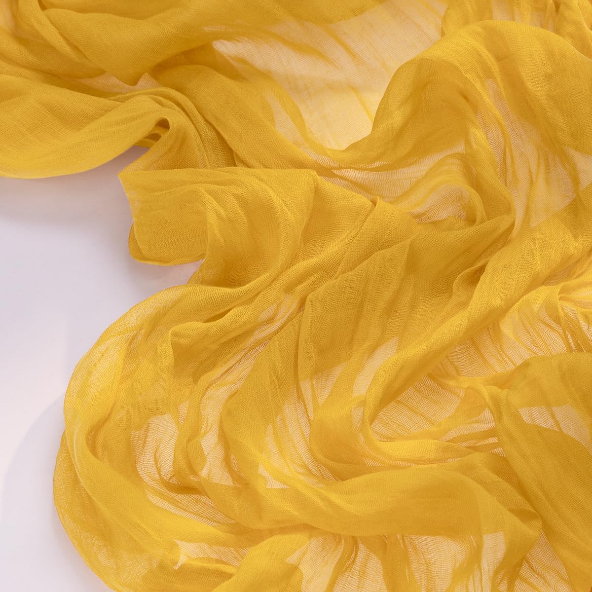 Socomi Gold Yellow Cheesecloth Table Runner - 120 Inch Rustic Boho Decor for Weddings & Events