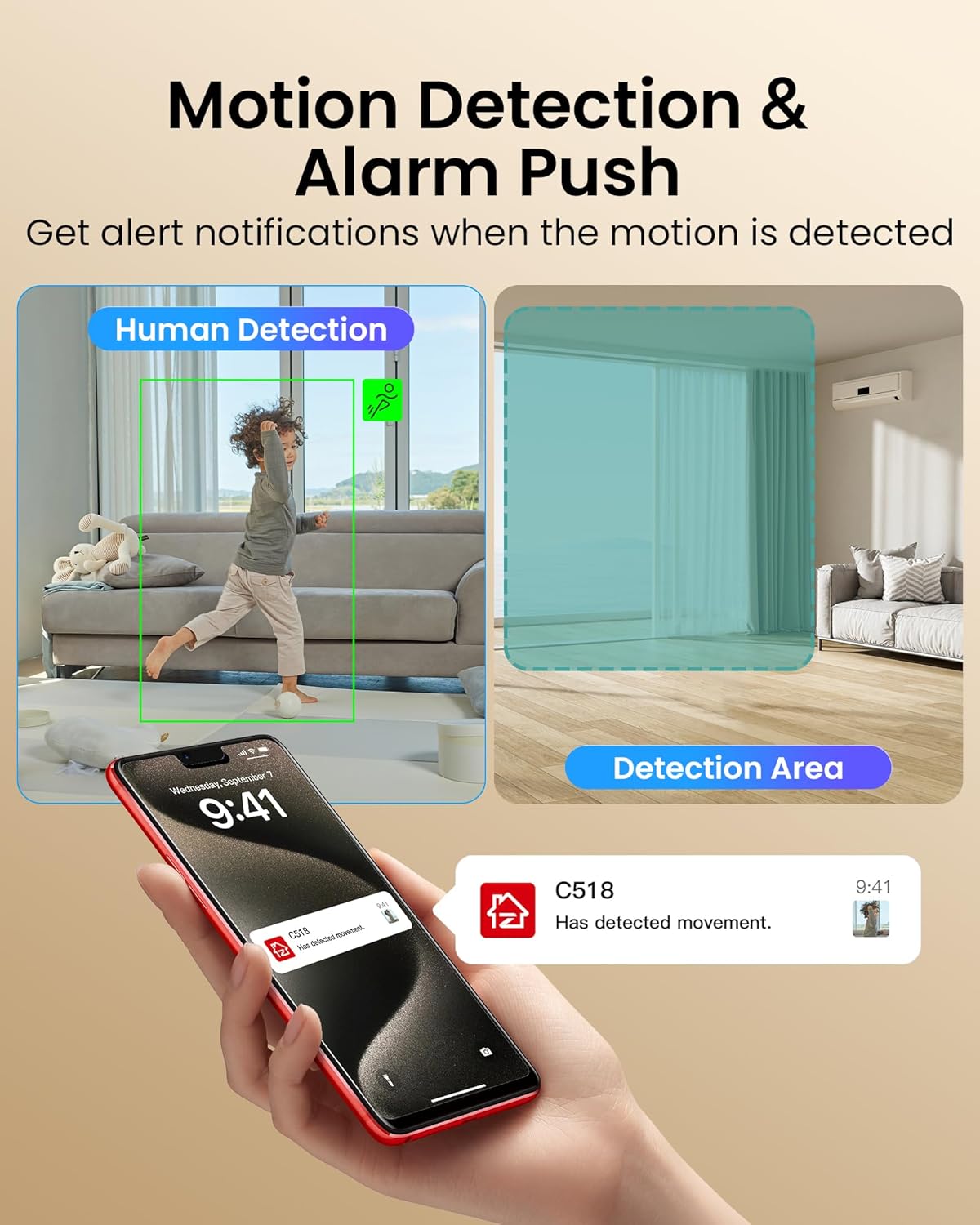 ZOSI C518 4MP Monitor,2.4G/5G Detection,2 Indoor Pan/Tilt Smart Home Security Camera for Pet Dog Baby Dual-Band Plug