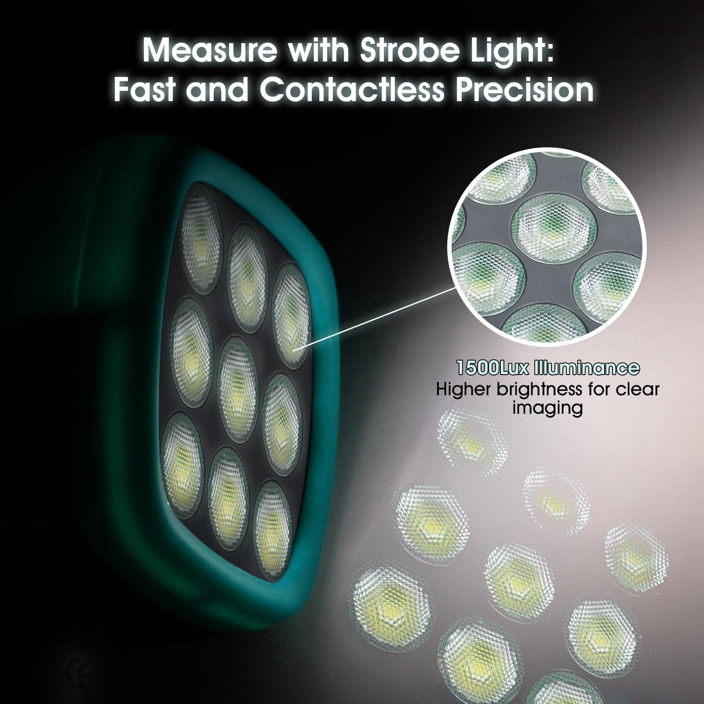 BTMETER Stroboscope Strobe Light Tachometer Non Contact Measure 60-999999 RPM/FPM Velocity Hz with 0.001% Accuracy, Handheld Speedometer Gun DT100B for Car Engine Gear Motor Troubleshoot
